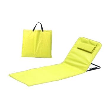 Imagem de Vaveren Cadeira de chão de tapete de praia reclinável com peso leve com saco de transporte portátil dobrável para piscina de jardim tomando banho de camping, Amarelo