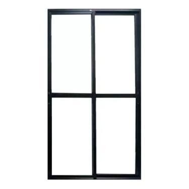 Imagem de Porta balcão 2 folhas 2,10x1,20 com fechadura no alumínio preto
