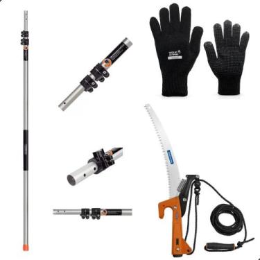 Imagem de Serrote Podador Profissional com Cabo Extensor 5 Metros Prata e Luva B