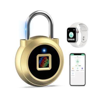 Imagem de Eseesmart Cadeado de impressão digital, Locker Bluetooth, aplicativo móvel, cadeado inteligente com biometria sem chave, resistente à água, adequado para academia, escola, bicicleta, bolsas de