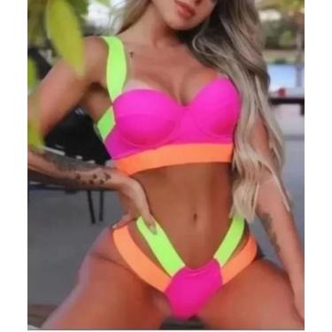 Imagem de Biquini Neon Tiras Grossa Modelo Das Gringas Fio Duplo - Rv Modas, Ros