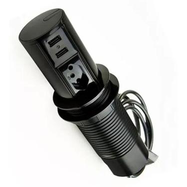 Imagem de Mini Torre Totem Automatico 1 Tomada 10a 2 Usb - Preto - QTMOV