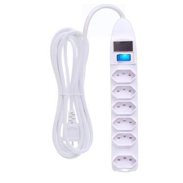 Imagem de Extensão Elétrica 6 Tomadas 3 Metros, Bivolt (110/220), Filtro de Linha com Fusível, Interruptor Liga/Desliga, Até 2200W, Tomadas 10A – Régua de Tomada 3 Pinos.