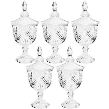 Imagem de 5 Bombonieres de Vidro Cristal Potiches Pedestal Lyor Dublin 400ml Bal