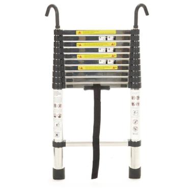 Imagem de Escada Telescopica Extensiva Aço Inoxidável 11 Degraus 3,2m Cinza