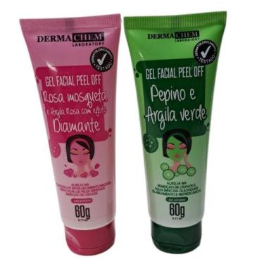 Imagem de Kit 2 Gel Facial Peel Off Rosa Mosqueta e Gel Argila Verde - Dermachem