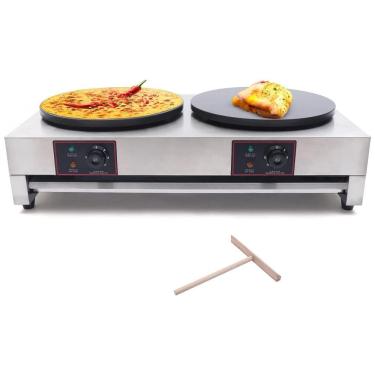 Imagem de Máquina de Crepe Elétrica Chapa Dupla antiaderente de Aço inoxidável, 3000W, 110v, GDRASUYA10, Prateado