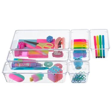 Imagem de Kit Organizador Gaveta 7 Peças Maquiagem Talheres Cozinha