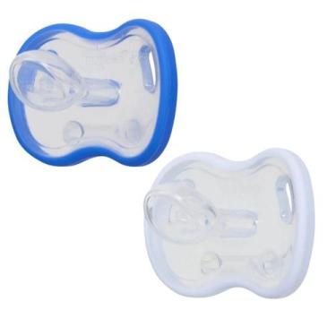 Imagem de Kit 2 Chupetas 100% Silicone Bico Ortodôntico Para Bebê Menino e Menin