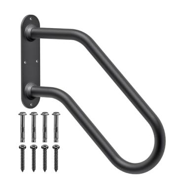 Imagem de SELEWARE Corrimãos resistentes de montagem na parede para degraus externos, barras de apoio antiderrapantes para escadas, grades de segurança em forma de U para varanda, garagem, jardim, uso interno