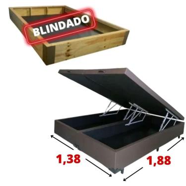 Imagem de Cama Baú Casal 1,38 x 1,88 -Bipartido / Blindado / Reforçado