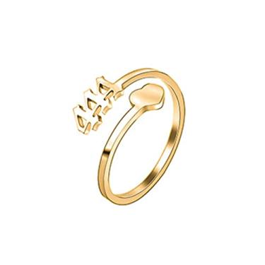 Imagem de COLORFUL BLING Anel delicado de ouro/prata amor coração anjo da sorte anel ajustável aliança de casamento aniversário anéis de compromisso para mulheres amizade bonito numerologia joias, Metal,