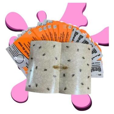 Imagem de Kit 100 Placas Adesivas Pega Moscas E Pernilongo 2g De Cola - STORE SH