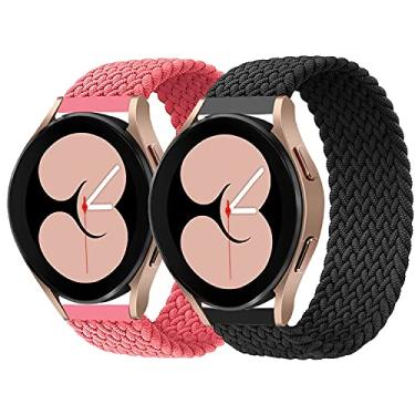 Imagem de Minggo Pulseira trançada Solo Loop compatível com Samsung Galaxy Watch 6/5/4 de 40 mm e 44 mm, pulseira elástica para Galaxy Watch Active 2/Galaxy Watch 3 de 41 mm/Watch 5 Pro de 45 mm