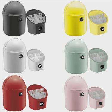 Imagem de Kit Cozinha Lixeira 4L + Escorredor de Talheres