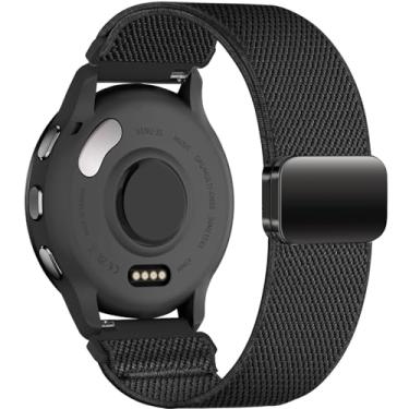 Imagem de Oanux Pulseira de nylon elástica magnética de 22 mm compatível com Garmin Vivoactive 4/Venu 3/Venu 3, pulseira esportiva elástica de alça solo para Forerunner 265/255/255 Music feminino e masculino
