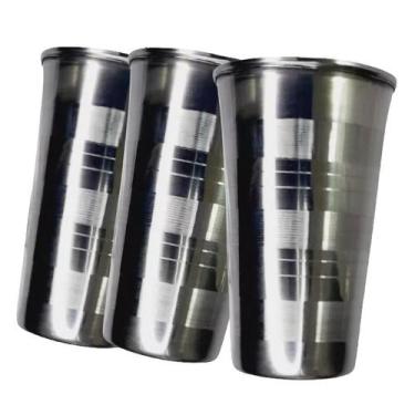 Imagem de Kit De 3 Copos Aço Inox 250Ml Para Cerveja E Outras Bebidas - Top Rio