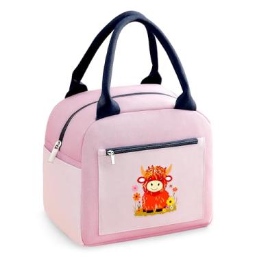 Imagem de BJDAMAI Highland Bolsa de lanches de vaca, bolsa de maquiagem de viagem, bolsa térmica térmica Bento, presentes para adolescentes, meninas, crianças, mulheres, trabalho, viagem, escritório