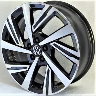 Imagem de Kit 4 Rodas Aro 18x7 5x112 Virtus 2023  Preta Diamantada Krmai S46