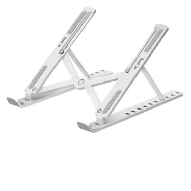 Imagem de Suporte Para Notebook Tablet Dobrável Articulado Metálico Alumínio Ergonômico(Alumínio,Prateado)