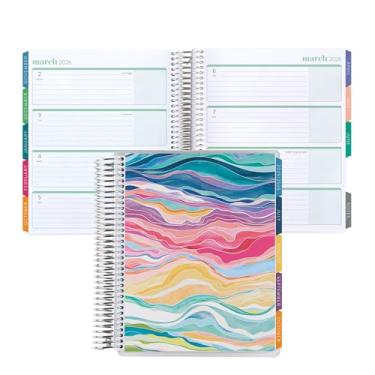 Imagem de Erin Condren Planejador de vida em espiral de 12 meses (julho de 2025 a junho de 2026), agenda semanal e mensal de 17,78 x 23 cm, papel de peso de texto de 36 kg, capas coloridas em camadas, tema