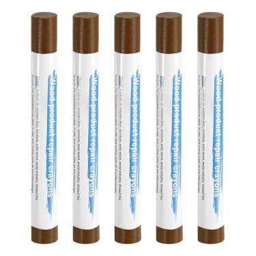 Imagem de HARFINGTON 5 peças de bastões de enchimento de madeira, cera de madeira, retoque de móveis, gizes de cera de reparo para madeira, nogueira marrom