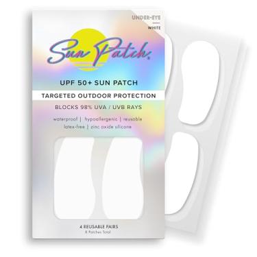 Imagem de Proteção ultravioleta sob os olhos UPF 50 - Adesivos de silicone para proteção UV e proteção solar facial, adesivos de proteção solar para exposição ao sol, protetor solar de silicone UV - protetor solar (1 pacote/4 pares) (1 pacote, branco)