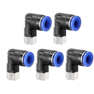 Imagem de HARFINGTON 2 peças PLF10-N01 cotovelo fêmea pneumático tubo de 10 mm OD x 1/20.3 cm NPT 90 graus empurrar para conectar acessórios de tubo de ar conexão rápida para máquina pneumática azul