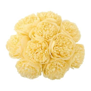 Imagem de U'Artlines 10 cabeças peônia artificial folha de flor de seda home office festa de casamento decoração de bar (amarelo)