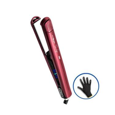 Imagem de Chapinha prancha alisadora mega scarlett 250c bivolt + luva de proteçã