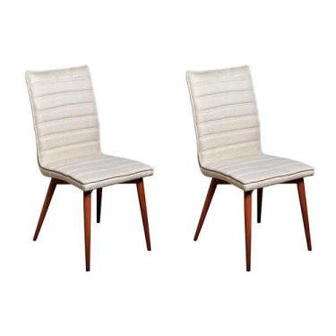 Imagem de Conjunto com 2 Cadeiras Chambly Bege e Cedro - Keva