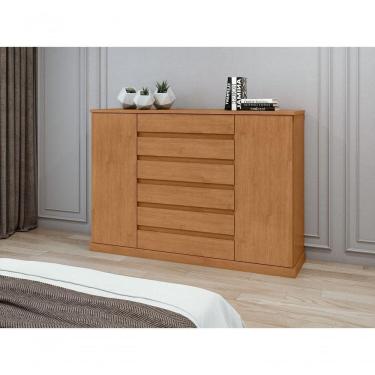 Imagem de Comoda Sapateira Vedra 7 Gavetas 2 Portas Amendoa Clean