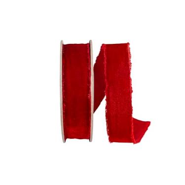 Imagem de Reliant Ribbon Fita de veludo com borda desgastada Dutchess, vermelha