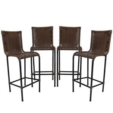 Imagem de Kit 4 Banquetas Para Bar Diplomata Moderno Aço Carbono Assento Fibra Sintética Marsala...