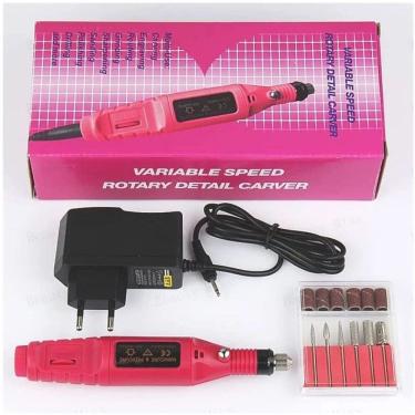 Imagem de Lixadeira Unha Lixa Elétrica Profissional Bloco Motor Bivolt Rápida E Prática Rosa