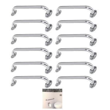 Imagem de Alça De Apoio Inox Barra 50cm Kit 12 Unidades Banheiro Deficiente Idoso Cadeirante Acessibilidade