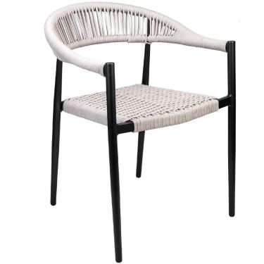 Imagem de Cadeira Decorativa Para área Gourmet Base Preto Corda Náutica Nevada R01 Amêndoa - Lyam Decor