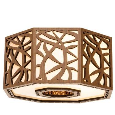 Imagem de Luminária Decorativa Madeira Plafon Copacabana Octa 35Cm - Creatus