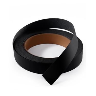 Imagem de FAKILO Faixa de borda de melamina preta de 0,9 cm x 7,62 m, borda folheada fácil de aplicar, fita de fita para consertos de madeira compensada de gabinete, restauração de móveis