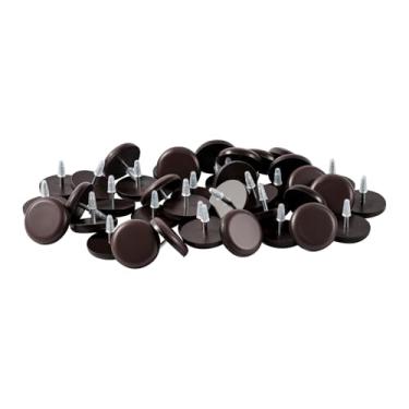 Imagem de Furnigear Deslizadores De Móveis - Pernas Cadeira Ptfe (Teflon) Para Superfícies Carpete Mova Seu Protetor Piso Com Facilidade E Segurança (Prego 3/4", Marrom Pacote 40 Unidades, Não Pisos Madeira)