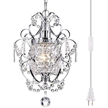 Imagem de PAPAYA Mini Lustre Pendente Com Luminária Suspensa De Cristal K9, 4,5 M, Cabo Transparente E Interruptor Liga/Desliga Para Armário, Sala Estar, Quarto Menina, Berçário
