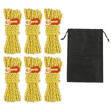 Imagem de Smithok Pacote Com 6 Cordas De Sustentação 4 Mm, Ultraleves, Para Barracas Ajustador Alumínio, Tensor, Acampamento Ao Ar Livre, Lona, Escalada, Trilha E Mochila (Amarelo)