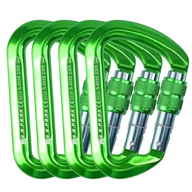 Imagem de S.E.PEAK Mosquetão De Escalada Com Trava Sepeak Uiaa Ce 30Kn, Clipe Parafuso Profissional Resistente Para Ao Ar Livre, Montanhismo, Rapel, Camping, Caminhada, Balanço, Gancho Grande D/6744 Lb, 4 Peç