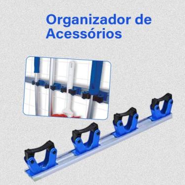 Imagem de Suporte Vassoura Inox Porta Vassoureiro Parede 4 Clips Bralimpia, 4 Cl