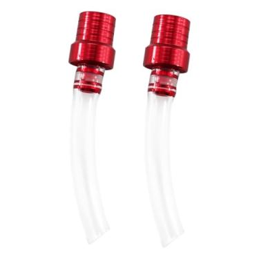 Imagem de 2 peças Tampa de gás para motocicleta tanque de combustível ventilação da tampa de combustível, tubo de mangueira de respiração bidirecional válvula de ventilação tubo universal tampa de respiração com ATV Quad CRF YZF RMZ KLX DRZ Pit Dirt Bike, vermelho