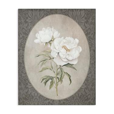 Imagem de Stupell Industries Duo de rosa branca em tela de padrão oval design de arte de parede por Lettered and Lined, 40 x 50 cm