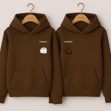 Imagem de Moletom Canguru Friends Forever Entre Rolos e Risos Meme Engraçado Ami