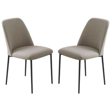 Imagem de Conjunto 2 Cadeiras Londres Linho Bege Metal Preto