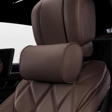 Imagem de Dapucarin Travesseiro de encosto de cabeça de carro para dirigir - couro de luxo 100% espuma de memória, suporte ergonômico para pescoço - travesseiro de viagem de ajuste universal para a maioria dos