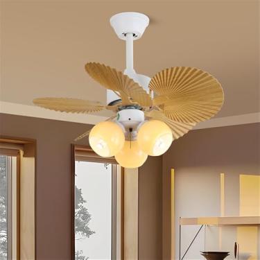 Imagem de OUFULA Ventilador de cor nórdica moderna LED Fashion Criatividade Sala de Estar Restaurante Quarto Infantil Remoto Teto Fan Light (Estilo N)